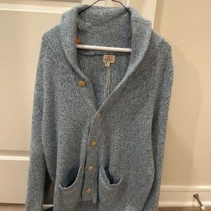 Faherty Men's Heathered Blue Cardigan Sweater